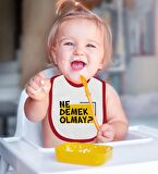 BK Kids Ne Demek Olmay Tasarımlı Kırmızı Bebek Body Zıbın ve Mama Önlüğü Hediye Seti-1