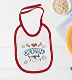 BK Kids Orjin Trakyalı Tasarımlı Kırmızı Bebek Body Zıbın ve Mama Önlüğü Hediye Seti-1