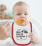 BK Kids Polis Olucam Tasarımlı Kırmızı Bebek Body Zıbın ve Mama Önlüğü Hediye Seti-1