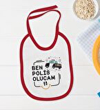 BK Kids Polis Olucam Tasarımlı Kırmızı Bebek Body Zıbın ve Mama Önlüğü Hediye Seti-1