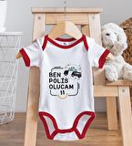 BK Kids Polis Olucam Tasarımlı Kırmızı Bebek Body Zıbın ve Mama Önlüğü Hediye Seti-1