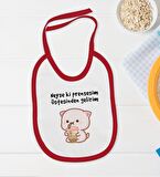 BK Kids Prensesim Üstesinden Gelirim Tasarımlı Kırmızı Bebek Body Zıbın ve Mama Önlüğü Hediye Seti-1