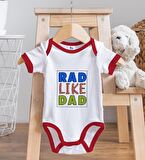 BK Kids Rad Like Dad Tasarımlı Kırmızı Bebek Body Zıbın ve Mama Önlüğü Hediye Seti-1