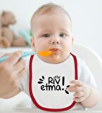 BK Kids Riv Riv Etma Tasarımlı Kırmızı Bebek Body Zıbın ve Mama Önlüğü Hediye Seti-1