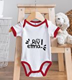 BK Kids Riv Riv Etma Tasarımlı Kırmızı Bebek Body Zıbın ve Mama Önlüğü Hediye Seti-1