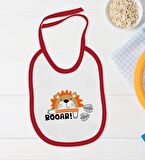 BK Kids Roar Tasarımlı Kırmızı Bebek Body Zıbın ve Mama Önlüğü Hediye Seti-1