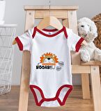 BK Kids Roar Tasarımlı Kırmızı Bebek Body Zıbın ve Mama Önlüğü Hediye Seti-1