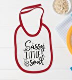 BK Kids Sassy Little Soul Tasarımlı Kırmızı Bebek Body Zıbın ve Mama Önlüğü Hediye Seti-1