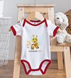 BK Kids Sevimli Arı Tasarımlı Kırmızı Bebek Body Zıbın ve Mama Önlüğü Hediye Seti-1