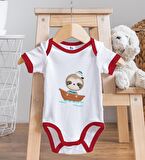 BK Kids Sevimli Denizci Tasarımlı Kırmızı Bebek Body Zıbın ve Mama Önlüğü Hediye Seti-1