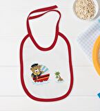BK Kids Sevimli Kaptan Tasarımlı Kırmızı Bebek Body Zıbın ve Mama Önlüğü Hediye Seti-2