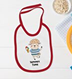 BK Kids Summer Time Tasarımlı Kırmızı Bebek Body Zıbın ve Mama Önlüğü Hediye Seti-1