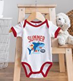 BK Kids Summer Time Tasarımlı Kırmızı Bebek Body Zıbın ve Mama Önlüğü Hediye Seti-2