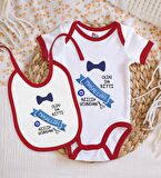 BK Kids Sünnet Tasarımlı Kırmızı Bebek Body Zıbın ve Mama Önlüğü Hediye Seti-3