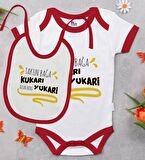 BK Kids Takun Bağa Kukari Tasarımlı Kırmızı Bebek Body Zıbın ve Mama Önlüğü Hediye Seti-1