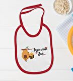 BK Kids Teyzesinin Balı Tasarımlı Kırmızı Bebek Body Zıbın ve Mama Önlüğü Hediye Seti-1