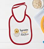 BK Kids Teyzesinin Minik Kuşu Tasarımlı Kırmızı Bebek Body Zıbın ve Mama Önlüğü Hediye Seti-1