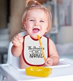 BK Kids Princess Has Arrived Tasarımlı Kırmızı Bebek Body Zıbın ve Mama Önlüğü Hediye Seti-1