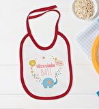 BK Kids Tiizesinin Balı Tasarımlı Kırmızı Bebek Body Zıbın ve Mama Önlüğü Hediye Seti-1