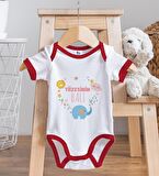BK Kids Tiizesinin Balı Tasarımlı Kırmızı Bebek Body Zıbın ve Mama Önlüğü Hediye Seti-1