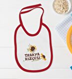 BK Kids Trakya Kızçesi Tasarımlı Kırmızı Bebek Body Zıbın ve Mama Önlüğü Hediye Seti-2