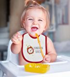 BK Kids Uyandırma Servisi Tasarımlı Kırmızı Bebek Body Zıbın ve Mama Önlüğü Hediye Seti-1