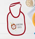 BK Kids Uyandırma Servisi Tasarımlı Kırmızı Bebek Body Zıbın ve Mama Önlüğü Hediye Seti-1