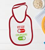 BK Kids Uyku Off Tasarımlı Kırmızı Bebek Body Zıbın ve Mama Önlüğü Hediye Seti-1