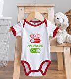 BK Kids Uyku Off Tasarımlı Kırmızı Bebek Body Zıbın ve Mama Önlüğü Hediye Seti-1