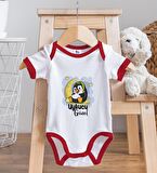 BK Kids Uykucu Güzel Tasarımlı Kırmızı Bebek Body Zıbın ve Mama Önlüğü Hediye Seti-1