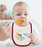 BK Kids Uykucu Oğlan Tasarımlı Kırmızı Bebek Body Zıbın ve Mama Önlüğü Hediye Seti-1