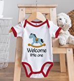 BK Kids Welcome Little One Tasarımlı Kırmızı Bebek Body Zıbın ve Mama Önlüğü Hediye Seti-1