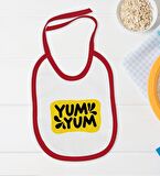BK Kids Yum Yum Tasarımlı Kırmızı Bebek Body Zıbın ve Mama Önlüğü Hediye Seti-1