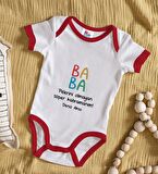 BK Kids Kişiye Özel Baba Tasarımlı Kırmızı Bebek Body Zıbın-2