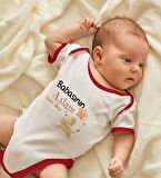 BK Kids Kişiye Özel Babasının Aslanı Tasarımlı Kırmızı Bebek Body Zıbın-1