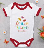 BK Kids Kişiye Özel Bayram Şekeri Tasarımlı Kırmızı Bebek Body Zıbın-1