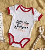 BK Kids Kişiye Özel Ben Teyzeme Hastayım Tasarımlı Kırmızı Bebek Body Zıbın-1