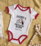 BK Kids Kişiye Özel Daddy's Drinking Buddy Tasarımlı Kırmızı Bebek Body Zıbın-2