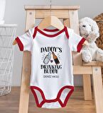 BK Kids Kişiye Özel Daddy's Drinking Buddy Tasarımlı Kırmızı Bebek Body Zıbın-2