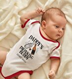 BK Kids Kişiye Özel Daddy's Drinking Buddy Tasarımlı Kırmızı Bebek Body Zıbın-2
