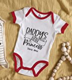 BK Kids Kişiye Özel Daddy's Little Princess Tasarımlı Kırmızı Bebek Body Zıbın-1