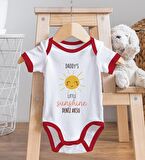 BK Kids Kişiye Özel Daddy's Little Sunshine Tasarımlı Kırmızı Bebek Body Zıbın-1