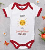 BK Kids Kişiye Özel Daddy's Little Sunshine Tasarımlı Kırmızı Bebek Body Zıbın-1