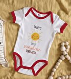 BK Kids Kişiye Özel Daddy's Little Sunshine Tasarımlı Kırmızı Bebek Body Zıbın-1