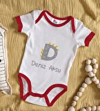 BK Kids Kişiye Özel Harfli Kırmızı Bebek Body Zıbın-3