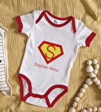 BK Kids Kişiye Özel Harfli Kırmızı Bebek Body Zıbın