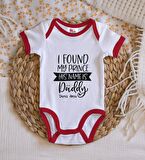 BK Kids Kişiye Özel His Name Is Daddy Tasarımlı Kırmızı Bebek Body Zıbın-1