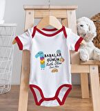 BK Kids Kişiye Özel İlk Babalar Günü Tasarımlı Kırmızı Bebek Body Zıbın-4