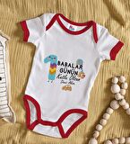 BK Kids Kişiye Özel İlk Babalar Günü Tasarımlı Kırmızı Bebek Body Zıbın-4