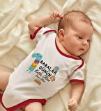 BK Kids Kişiye Özel İlk Babalar Günü Tasarımlı Kırmızı Bebek Body Zıbın-4